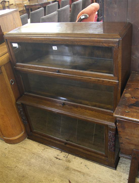 Three-tier glazed bookcase